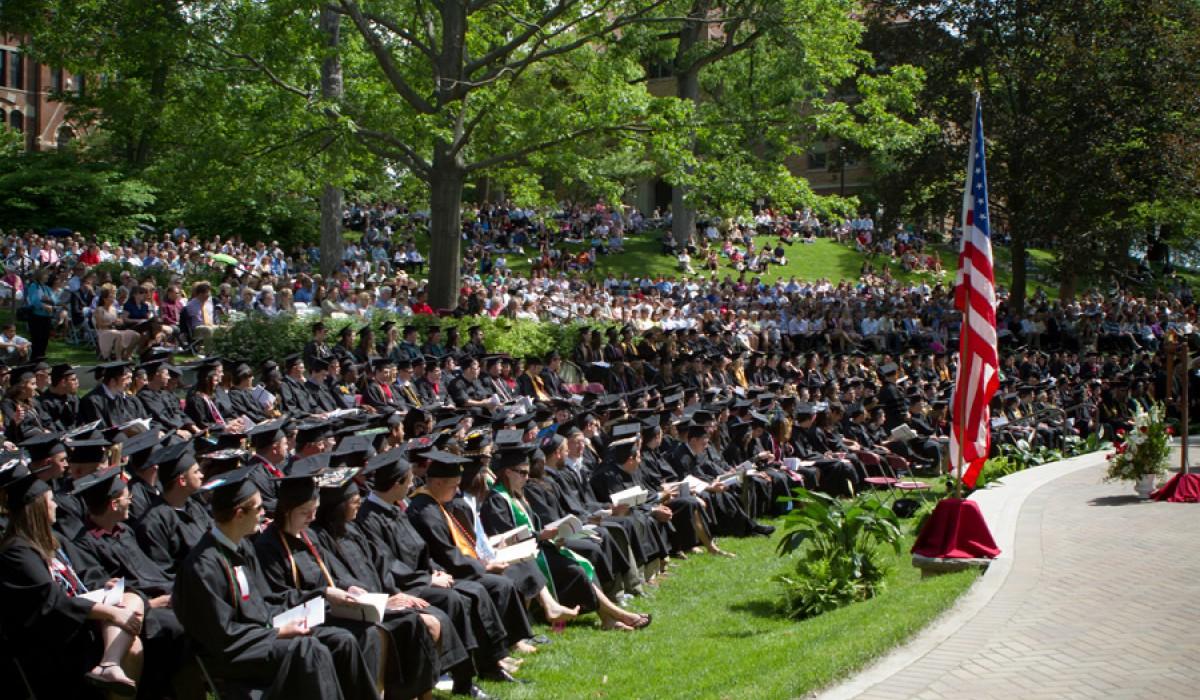 Graduates seated in Commencement Hollow